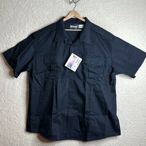 NWT Blauer Mens Dark Navy Cotton Short Sleeve Shirt Uniform Size 3XL